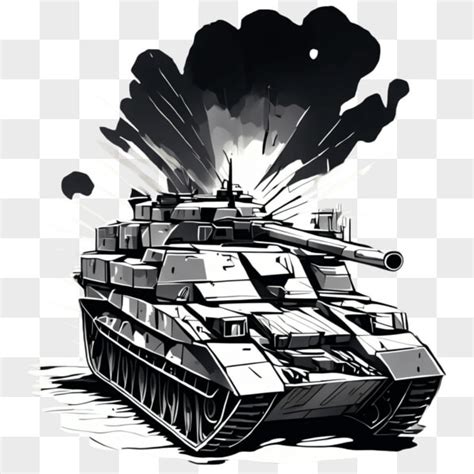 Baixe Desenho De Tanque Blindado Danificado Em Preto E Branco