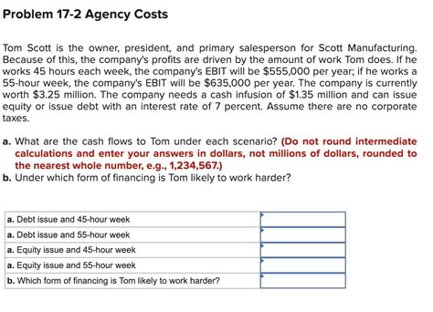 Solved Tom Scott Is The Owner President And Primary Chegg