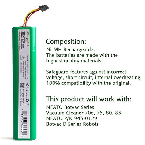 Morpilot 12V 4000mAh Extended NiMh Battery Pack For Neato Botvac Series