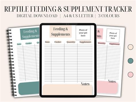 Reptile Feeding Tracker Printable Reptile Food Log Digital Feeding