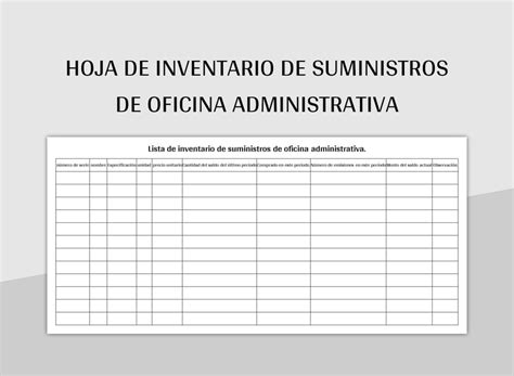 Plantilla De Formato Excel Hoja De Inventario De Suministros De Oficina