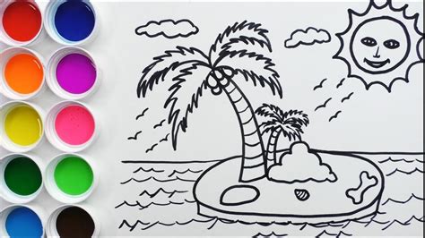 Cómo Dibujar y Colorear Una Isla Dibujos Para Niños How To Draw