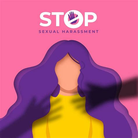 Stop Sexual Harassment Poster Design With Faceless Woman Character On