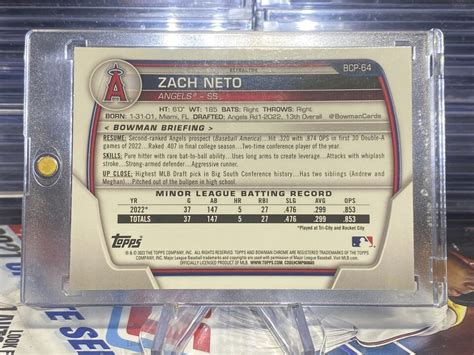 2023 Bowman Chrome Zach Neto Lunar Glow Refractor BCP 64 Angels EBay