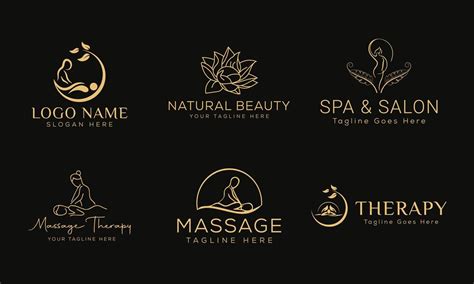 Set Of Spa Element Hand Drawn Logo With Body And Leaves Logo For Spa And Beauty Salon Boutique