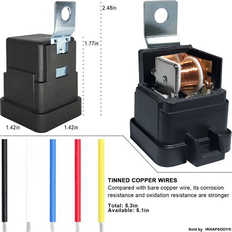 5 Pack 40 30 12 V DC Waterproof Relay And Harness Heavy Duty 12