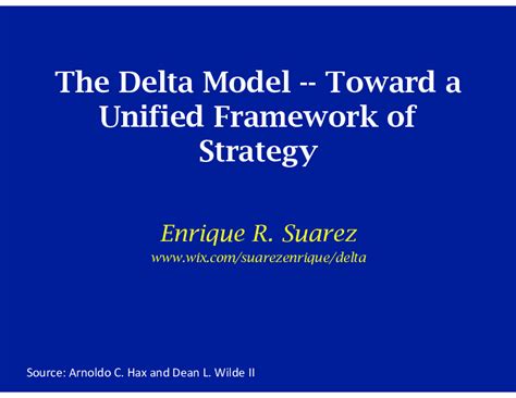 Pdf The Delta Model Towards A Unified Framework Of Strategy