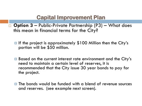 Ppt Capital Improvement Plan Financial Options Powerpoint