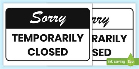 Sorry Temporarily Closed Sign Posters Signage Twinkl