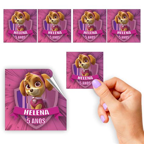 Adesivos Personalizados Skye Patrulha Canina Anivers Rio Festa Cm