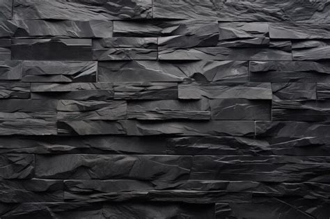 Premium Ai Image Black Stone Wall Texture Background