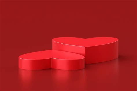 Premium Photo Red Love Valentine D Podium Isolated On Heart