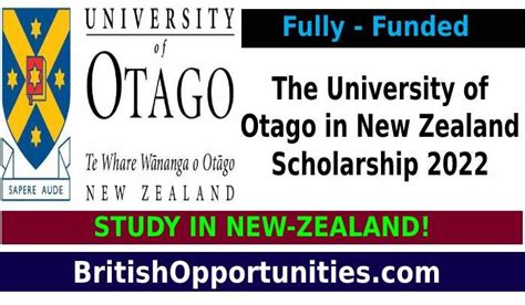 The University Of Otago In New Zealand Scholarship Fully Funded