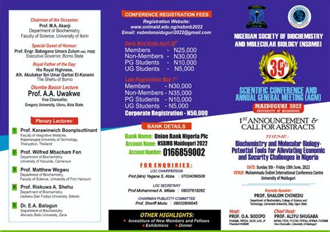 NSBMB 39th Scientific Conference Nigerian Society Of Biochemistry And