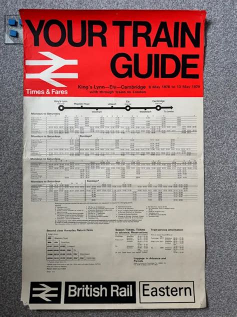 British Rail Eastern Times Fares Railway Timetable 197879 Poster Kings