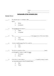 English Worksheets Instruments Of The Orchestra Quiz