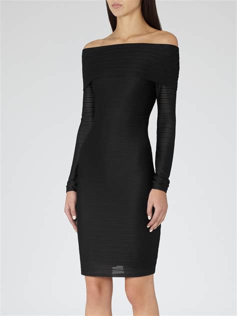 Reiss Bodycon Off Shoulder Dress In Black Lyst