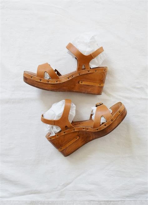 70s Wedge Sandals Woodworks By Thom Mcan Vintage Wedge Etsy Wooden Wedges Wedge Heel Sandals