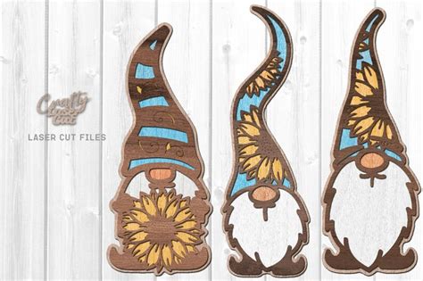 Sunflower Gnome Svg Bundle Laser Cut Files Summer Gnome Etsy