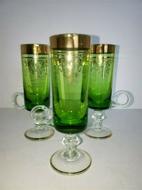 Vintage Green Shot Glasses Ebay