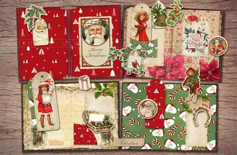 Christmas Junk Journal Kit Printable  Pages With Ephemera Etsy