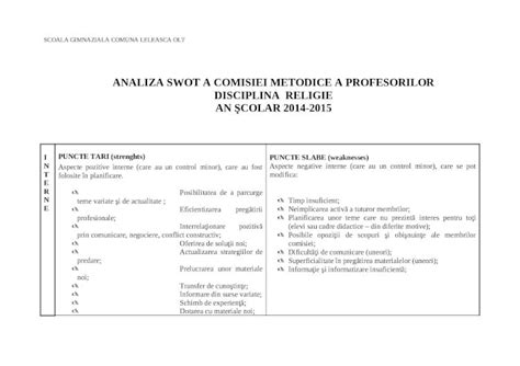 DOC Analiza SWOT Comisie Metodica 2007 2008 DOKUMEN TIPS