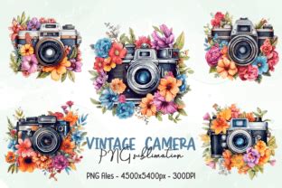 Vintage Camera With Flowers Clipart Graphic By Artistry Alley