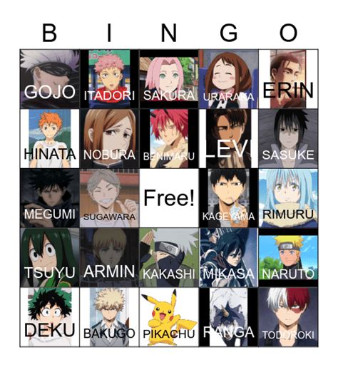 Anime Bingo Card