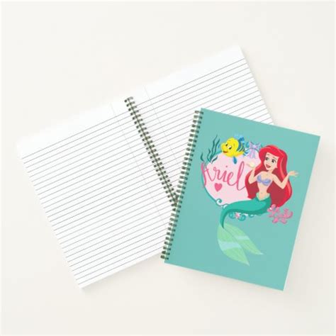 Ariel With Flounder Name Graphic Notebook Zazzle