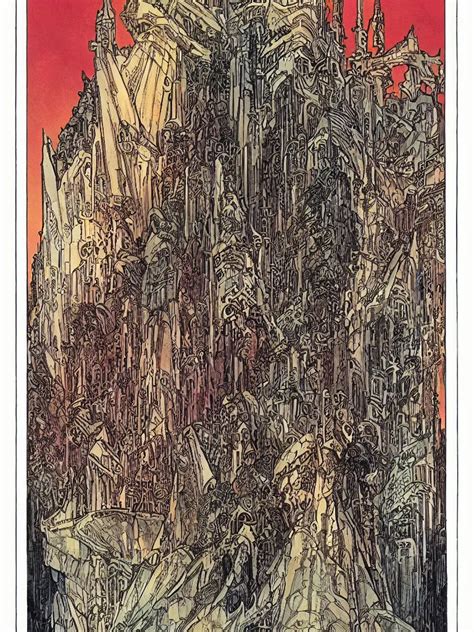 Castle By Philippe Druillet And Mucha And Moebius Stable Diffusion