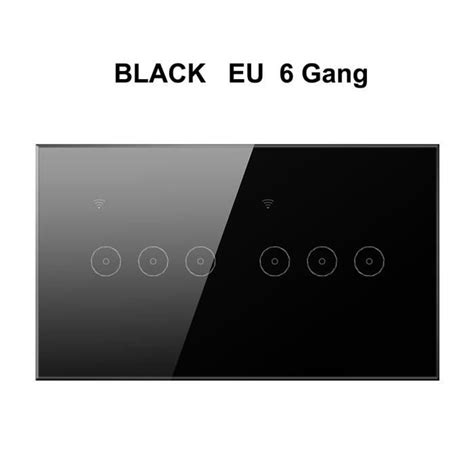 Black 6 Gang Interrupteur Tactile WiFi Tuya Interrupteur Mural