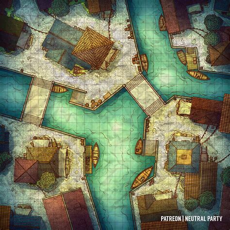 [oc][art] City Canal Battlemap R Dnd