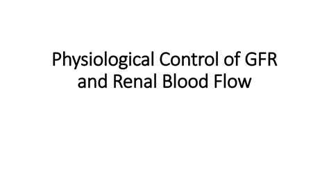 Solution Physiological Control Of Gfr And Renal Blood Flow Kidney