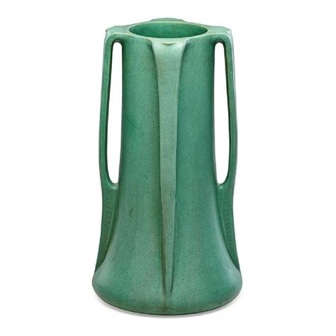 Tall Teco Pottery Matte Green Four Buttress Handle Vase Barnebys