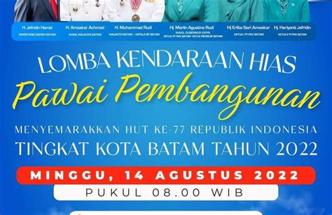 Semarakkan HUT Ke 77 RI Pemko Batam Gelar Lomba Kendaraan Hias Pawai