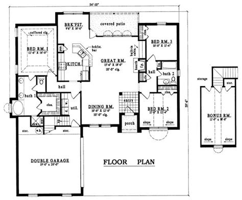 European Style House Plan 3 Beds 2 Baths 1752 Sqft Plan 42 199 Garage Floor Plans Floor