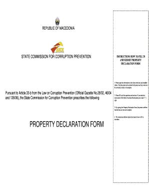 Fillable Online Property Declaration Form English Integrity Experts