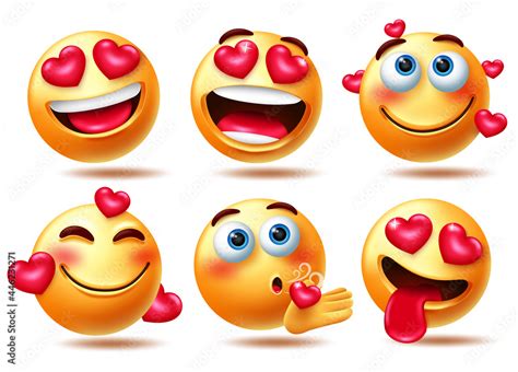 Vecteur Stock Smileys Love Emoticon Vector Character Set Smiley In