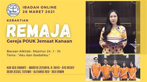 Ibadah Online Kebaktian Remaja SMKR Gereja POUK Jemaat Kanaan 28