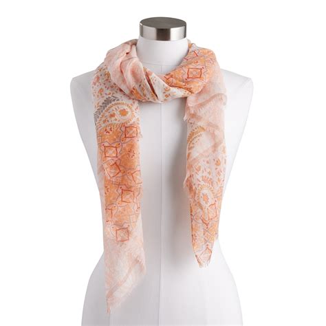 Peach And Pink Recycled Yarn Paisley Scarf - World Market