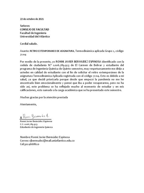 Modelo Carta A Consejo De Facultad Pdf