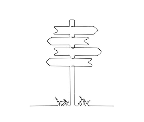 Premium Vector Continuous One Line Drawing Of Road Direction Sign