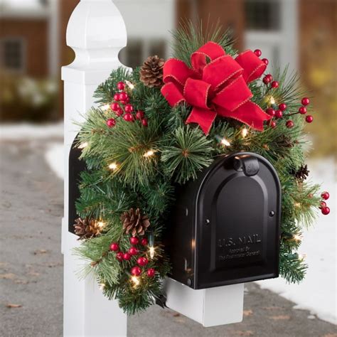 Lights Christmas Mailbox Decorations Ideas Wreath Christmas Mailbox