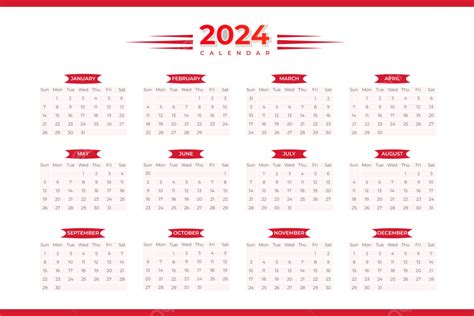 Vector De Calendario De Año Nuevo 2024 En Estilo Moderno Png Dibujos Calendario 2024