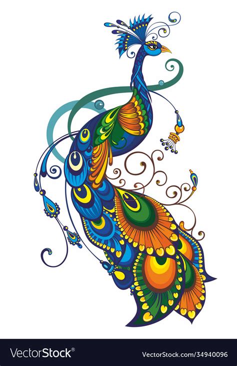 Peacock Drawing Fantasy Royalty Free Vector Image