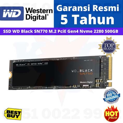 Jual SSD WD Black SN770 500GB SN 770 500 GB M 2 2280 NVMe PCIe Resmi Di