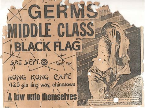 Original Punk Flyer Germs Middle Class Black Flag