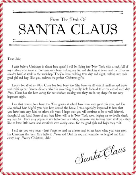 Free Santa Letters From North Pole Printable Printable Word Searches