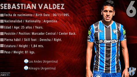 Sebastian Valdez Marcador Central Center Back Almagro