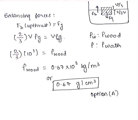 A Block Of Wood Floats In Water With Two Third Of Its Volume Submerged